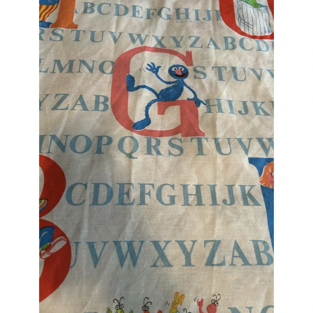 Vintage Sesame Street Twin Flat Sheet Alphabet With Sesame Street Characters